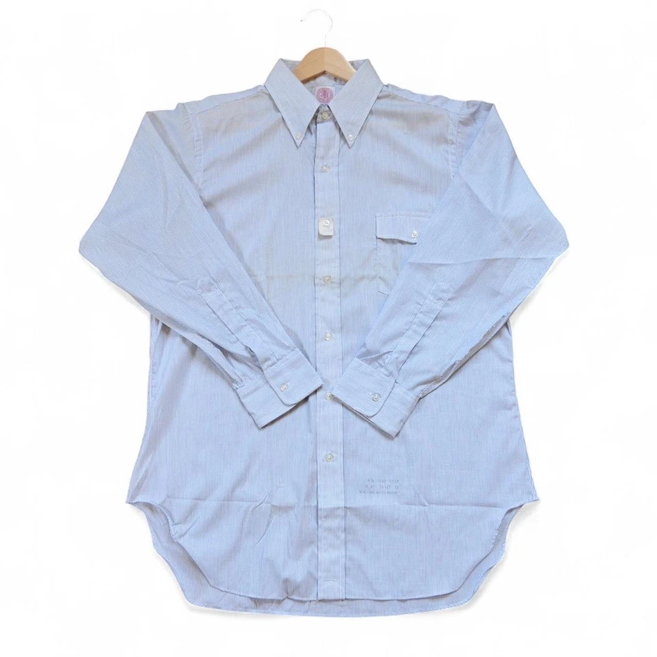 VTG 1990s J.Press flap pocket blue stripe oxford button down shirt 15.5 32 - Image 3 of 4