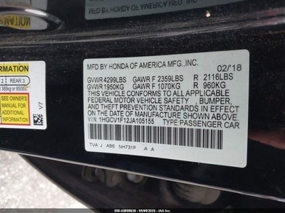 Chassis ECM  Front Console Center Dash Turbo Fits 18-20 ACCORD 1106834