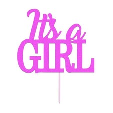 Pink Diamond Glitter It's A Girl Cake Topper Baby Shower Party Supplies