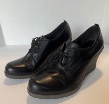 Dr. Martens MIMI Lace-up Wedge Women Shoes Size:8 Black Wedge Heel Bootie