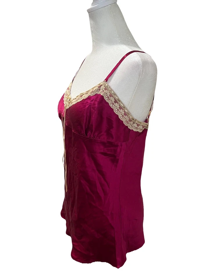 Camiseta sin mangas Express Design Studio magenta seda cami babydoll hada Y2K para mujer L Foto 4 de 4