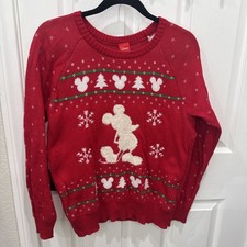 Disney Mickey Mouse Ugly Holiday Christmas Red Sweater Women s Size Medium