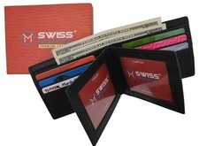 RFID Blocking Premium Leather Black Men's Multi Card ID Holder Bifold Wallet wi