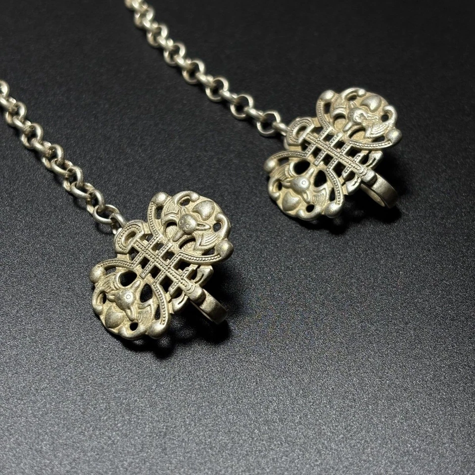 Ethnic Miao Silver Antique Style Necklace Vintage Copper Chain Pendant Handmade - Imagem 4 de 4