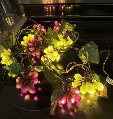 LIDORE 100 LED Purple & Green Grape String Lights. Grapevine with 10 Clusters