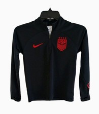 Nike USA strike dri-fit knit soccer drill top Woman S Black 1/4 Zip Long Sleeve 