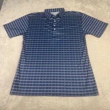 NWOT Collars & Co Mens Large Dress Collar Polo Shirt Blue Plaid Golf
