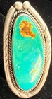 VINTAGE BIG OUTSTANDING TURQUOISE AND STERLING SILVER 925 RING SIZE 6 1/2
