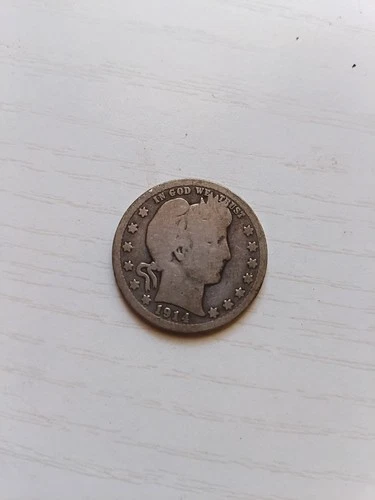 1914-D Barber 90% Silver US Quarter Coin 25c Mint Condition