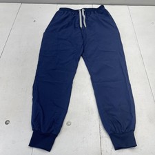 Scrub Jogger Pants Woens Large Navy Blue Drawstring Waist Elastic Cuffs Pockets