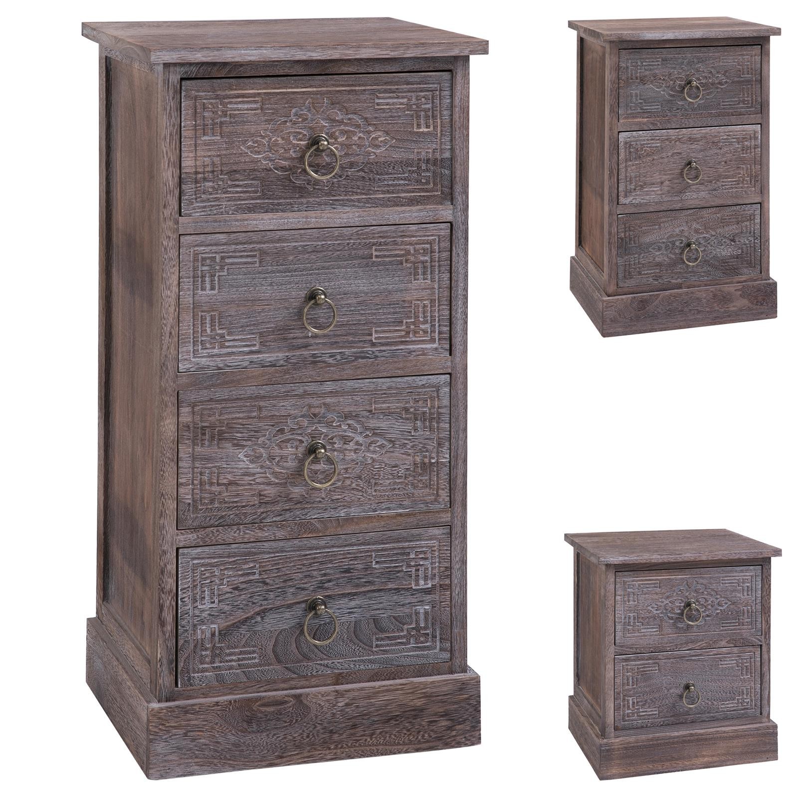 Table de chevet en bois de paulownia brun style ethnique h70cm