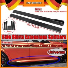 Glanz Schwarz 78.7"Auto Seitenschweller Ansätz Sideskirts Erweiterung Universal