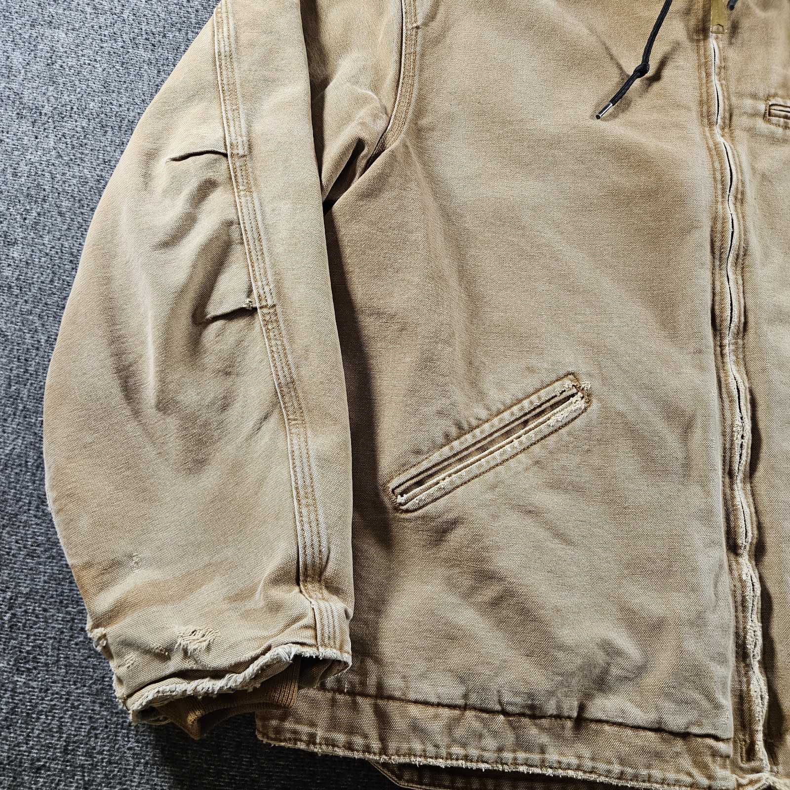 Vintage Carhartt Canvas Duck Hooded Jacket Sherpa Lined J141 BRN XL Brown image 3