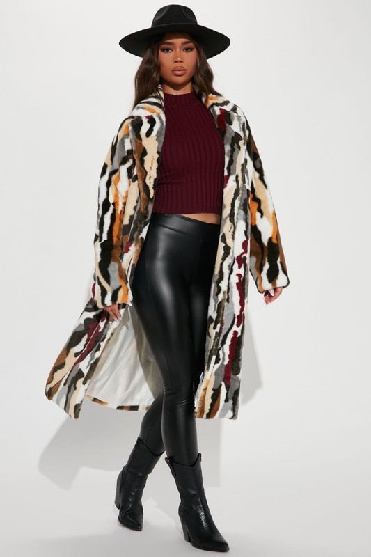 Fashion nova Fashionova Get Like Me Coat Faux Fur Animal Jacket Urban Size SMALL