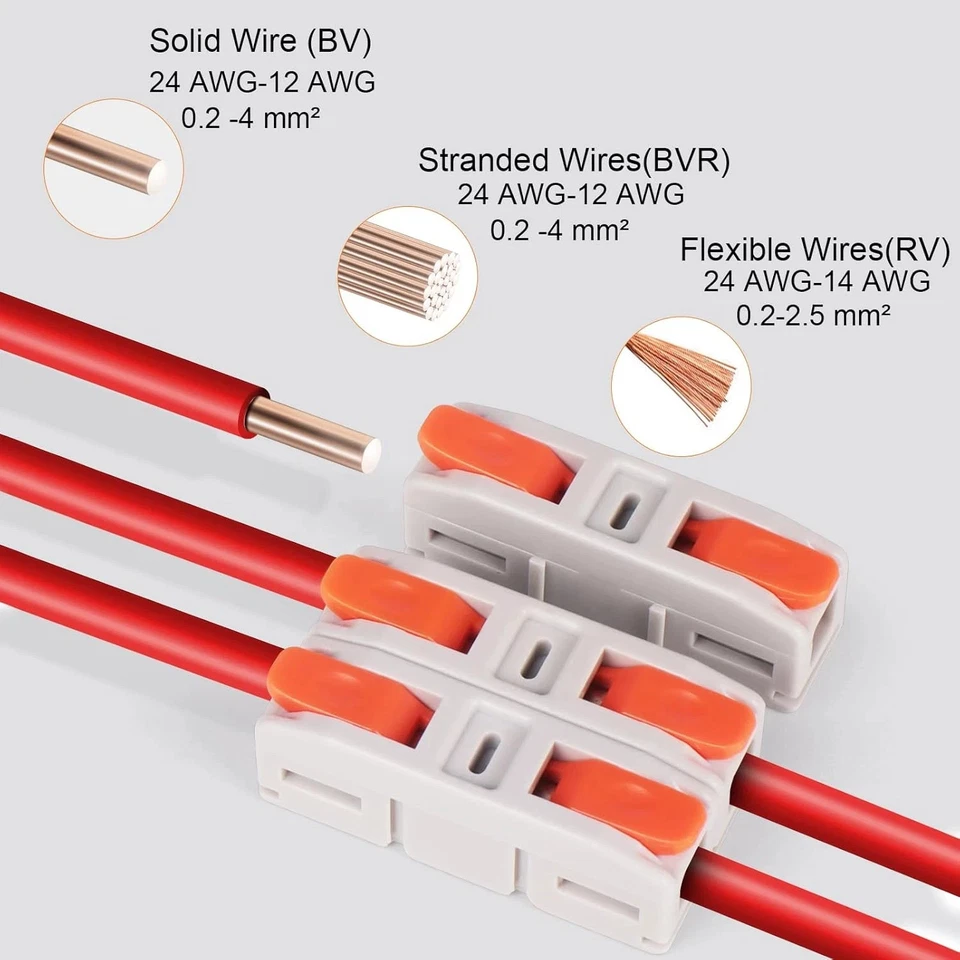 60PCS AVARBUVO Lever Wire Connectors, Mini Quick Connectors Push-in, 1 in 1 Out - Image 4 of 4