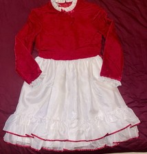 MERRY GIRL Vintage Party Dress SZ 12 Red Velvet White Lace NEW Valentine
