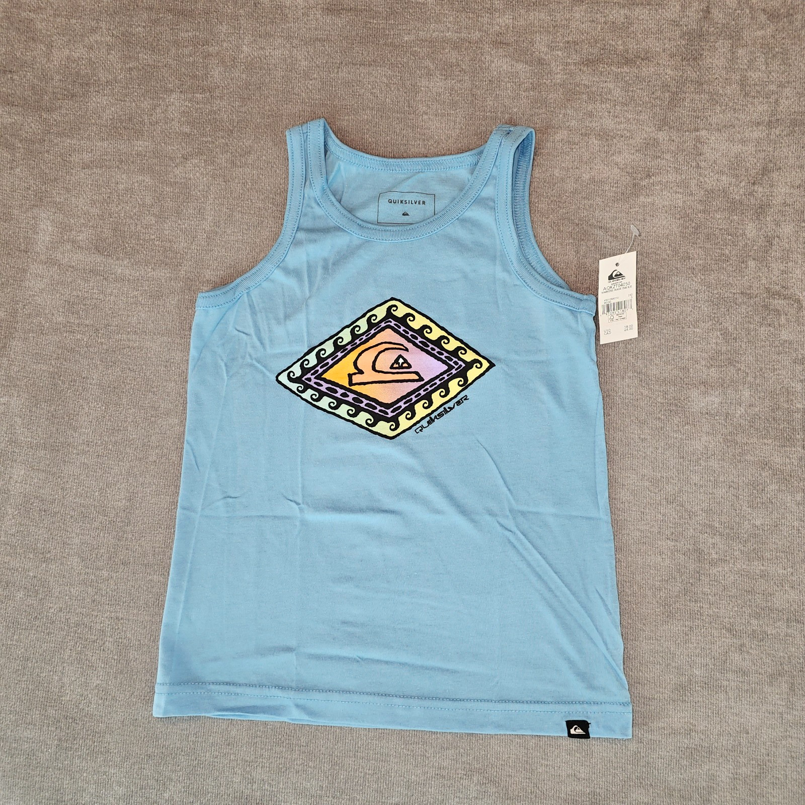 Quiksilver Boys Graphic T-Shirt Youth 5 Blue Markers Wave Tank Top Cotton Crew