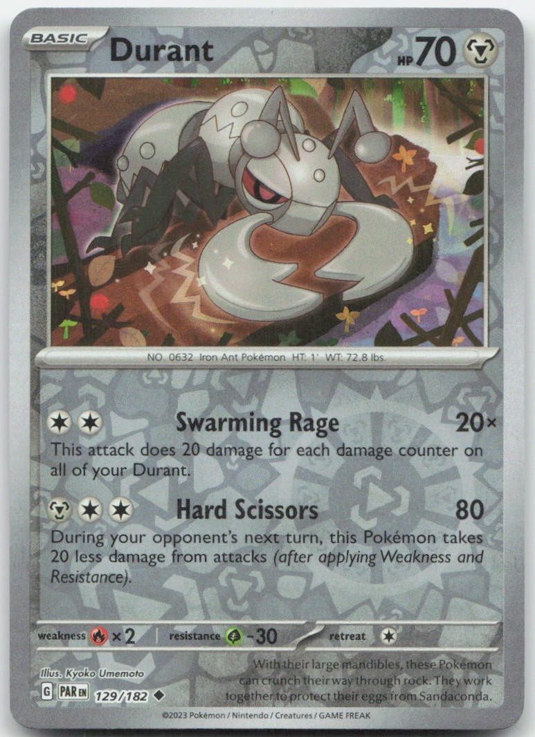 Durant 129/182 Uncommon Paradox Rift Pokemon Reverse Holo Moderately Played