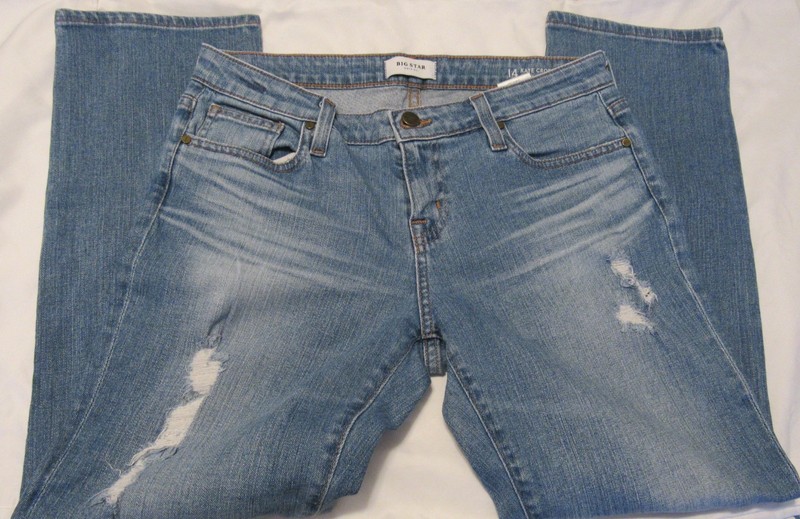 Big Star Kate Crop Straight Whiskered Distressed Jeans 14