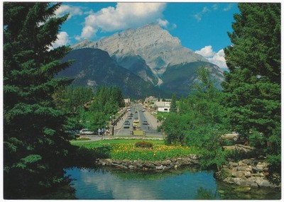 Canadian Rockies Banff Avenue & Cascade Mountain National Park Alberta Postcard
