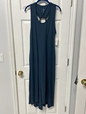 NWT H Halston Studio Blue Cutie Racerback Maxi Dress Size Large