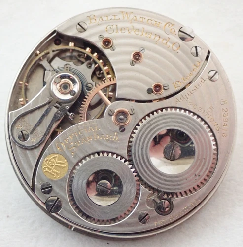 ANTIQUE 16s BALL WALTHAM 19 JEWEL 19j RAILROAD RR POCKET WATCH MOVEMENT