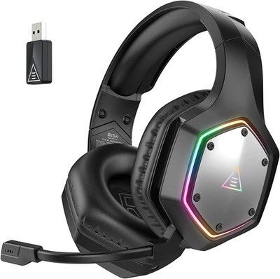 EKSA Wireless Gaming Headset, 2.4GHz USB Gaming Headphones with Microphone fo...