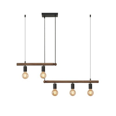 39'' Brown Pendant 5 Light Farmhouse Rectangular Chandelier Lamp Kitchen Fixture