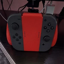 Nintendo Joy-Con Wireless Controllers Gray with PowerA Red Grip for Switch