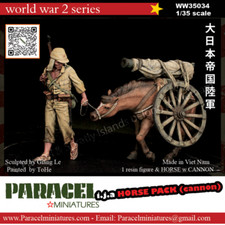 PARACEL MINIATURES WWII SERIES SET WW35034 IJA HORSE PACK CANNON 