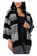 DG2 by Diane Gilman Weekender Collection Crochet Knit Cardigan Black