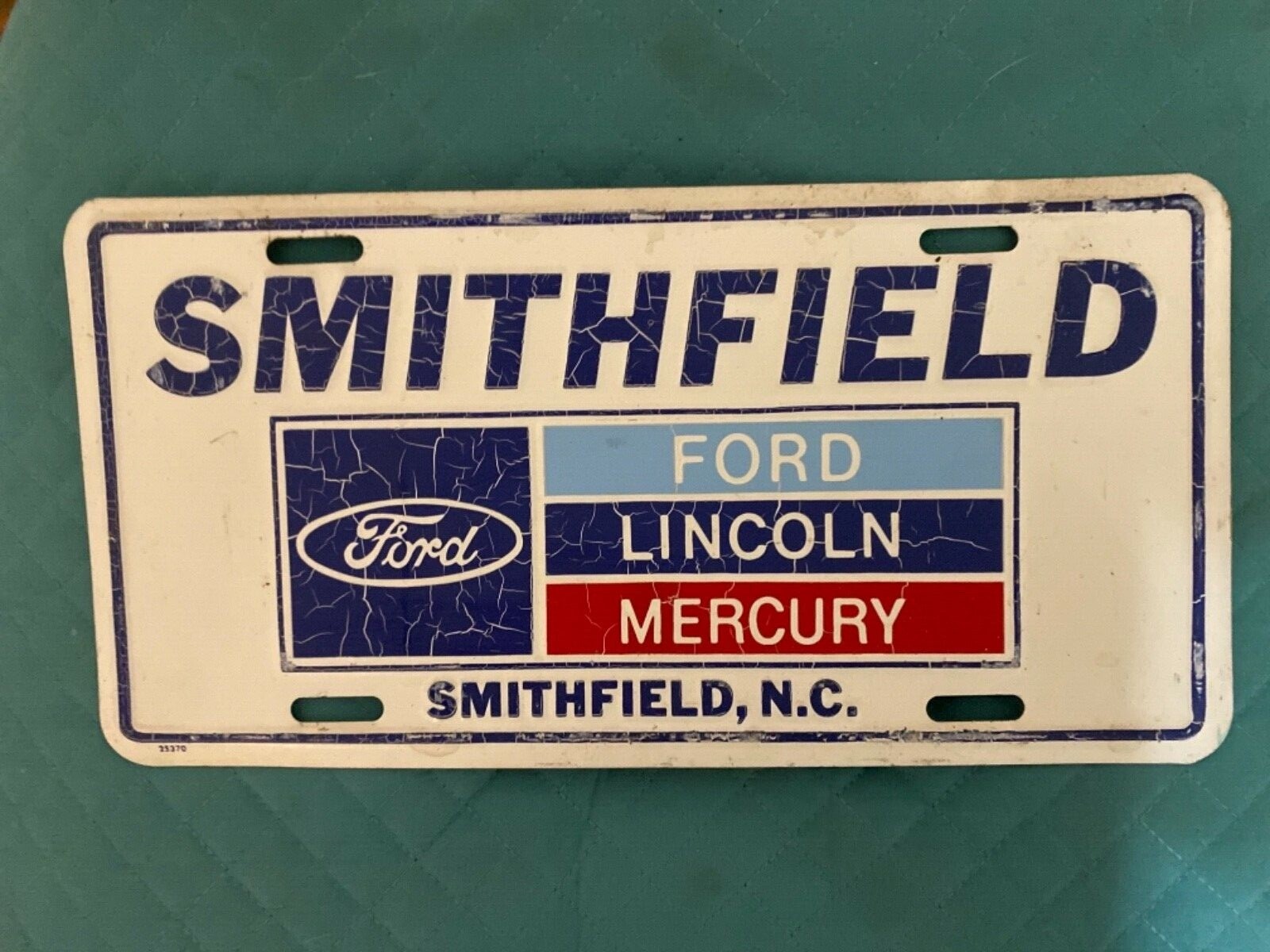 Vintage Smithfield Ford Front Booster License Plate Smithfield N.C. eBay