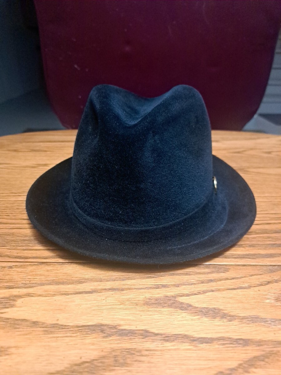 Vintage Dobbs Fifth Ave New York Genuine Fur Felt Black Hat Size 6 7/8 Feather Vintage Dobbs Fifth Ave New York Genuine Fur Felt Black Hat Size 6 7/8 Feather