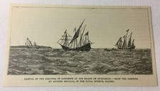 1893 Rivista Incisione ~ CARAVELLE DI COLOMBO alle Bahamas