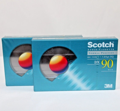 Lot of 2 Scotch Audio Cassettes BX 90 Minute Blank Tapes New Sealed IEC Type I