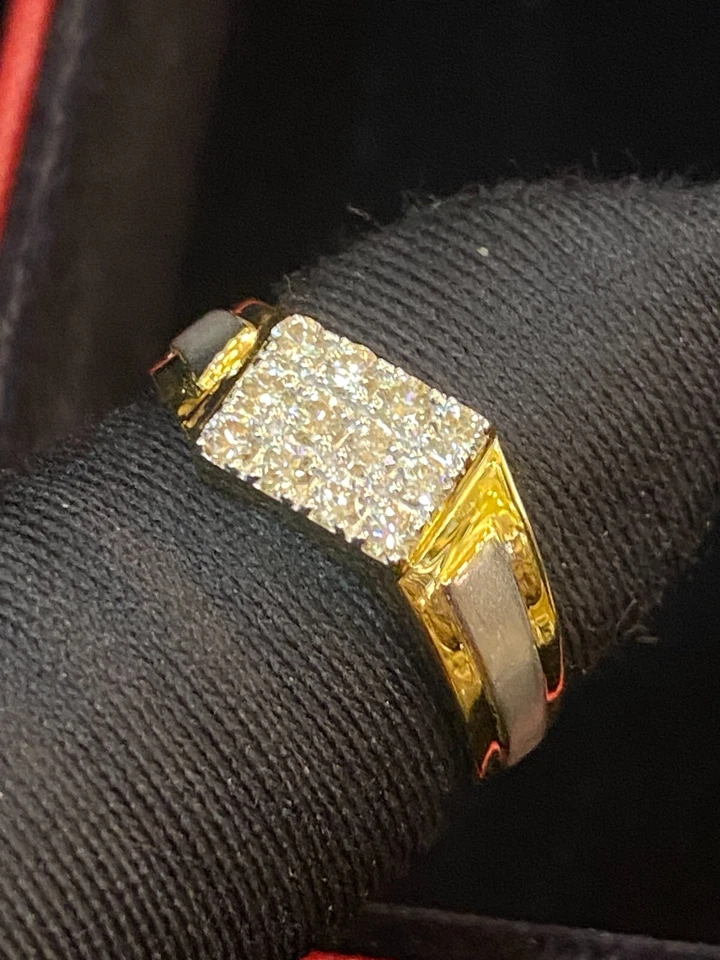 0,60 Cts Runde Brilliant Cut Diamanten Herren Hochzeit Band Ring In 585 14K Gold - Bild 2 von 4