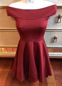 burgundy off the shoulder skater dress