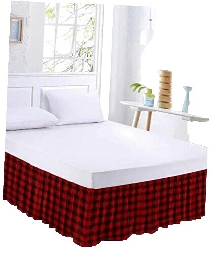 Faldas de cama King Negro a Cuadros