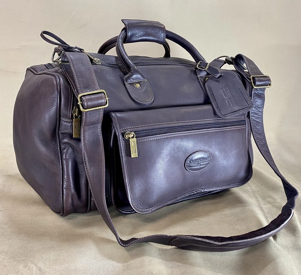 Сумка спортивная Claire Chase бордовая колумбийская кожаная 19 дюймов ручная кладь чемодан для выходных - Изображение 2 из 4