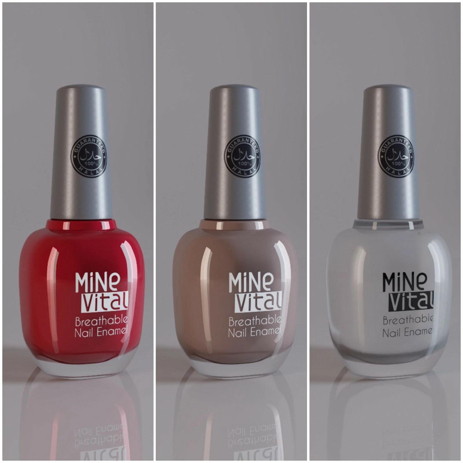 Halal / Vegan Nail Polish Set. Three Colours. One Deal !