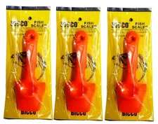 Bicco Fish Scaler Handheld Fishing Tackle Box Gear Equipment ~ MADE IN USA ~ 3PK
