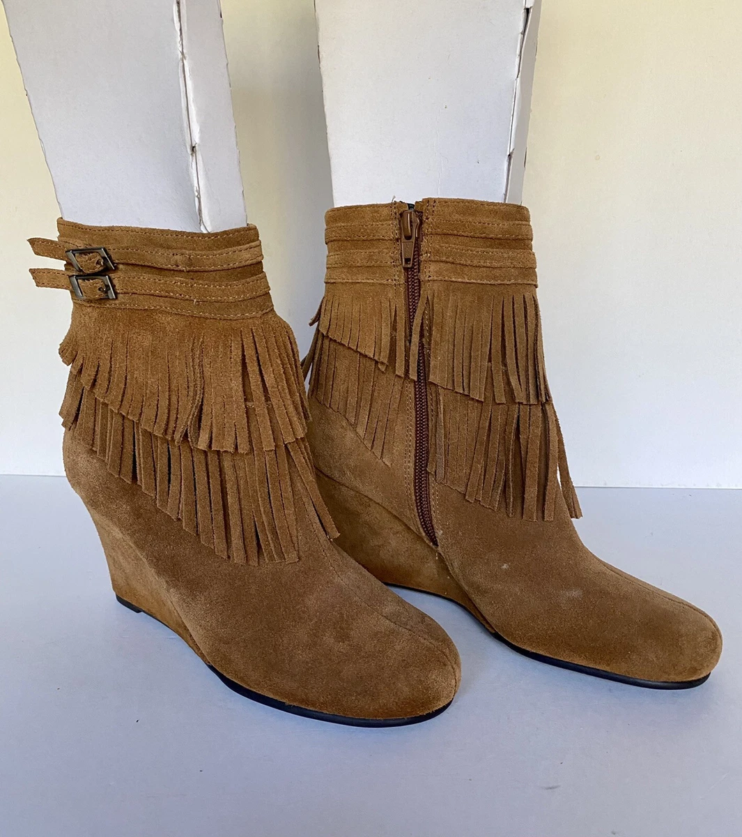 Aerosoles Plumming Bird Wedge Ankle Boots Women s Size 6M Brown