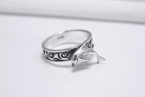 Unico anello dophin oceano onde ornamento gioielli fatti a mano donna gioielli eleganti - Foto 3 di 10