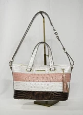 NWT Brahmin Mini Asher Leather Satchel/Shoulder Bag in Toasted Macaroon Cassini