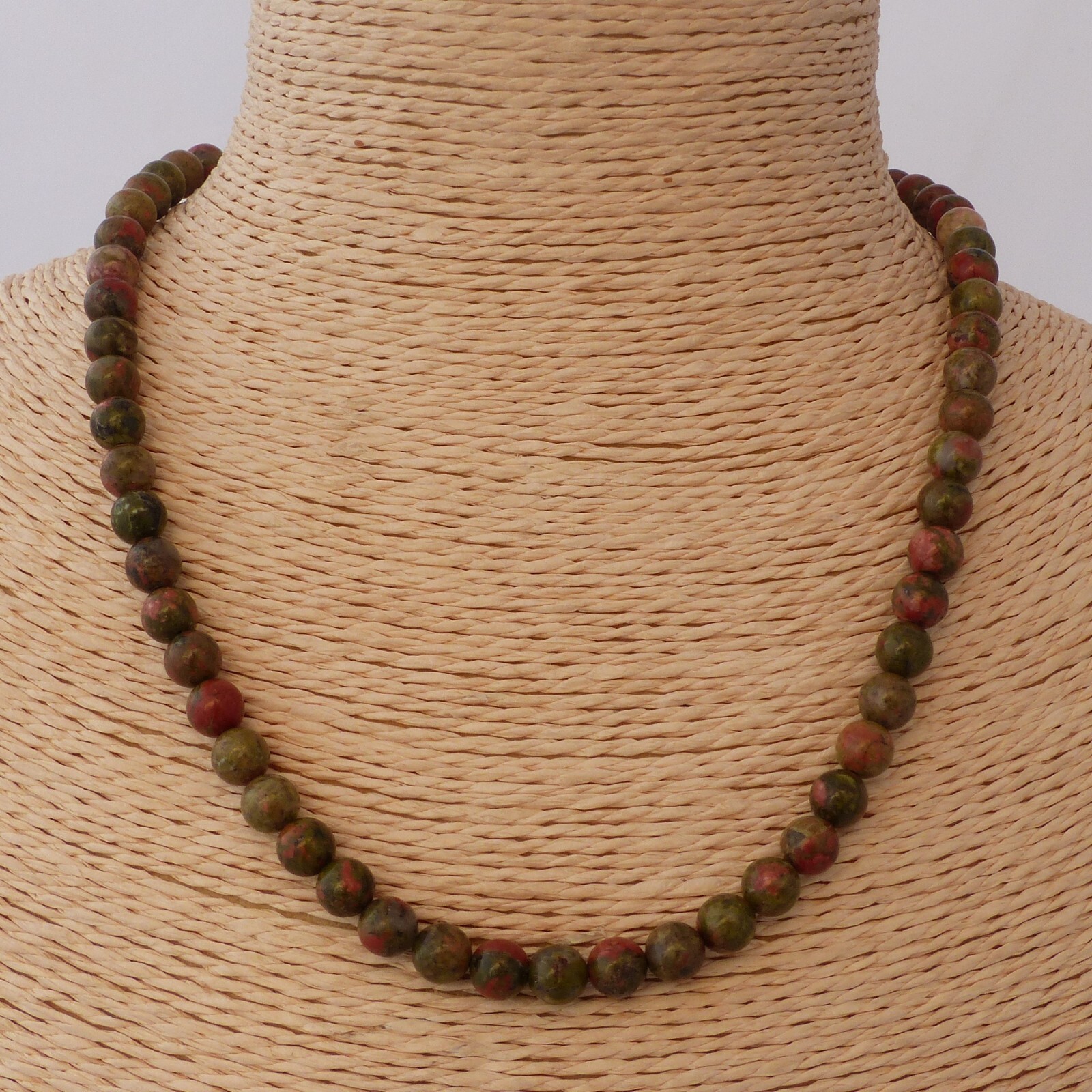 Collier classique en unakite et pierres naturelles de 45cm pour femme