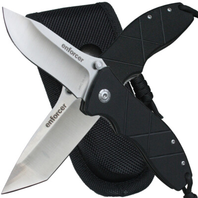 Enforcer Einsatz Einhandmesser Tanto - Droppointklinge 440C Liner-Lock Nylonetui