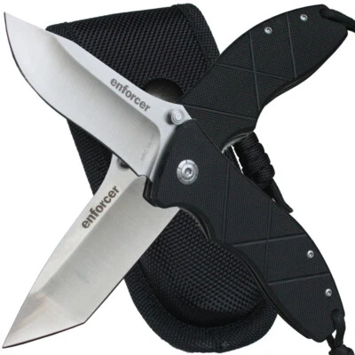Enforcer Einsatz Einhandmesser Tanto - Droppointklinge 440C Liner-Lock Nylonetui