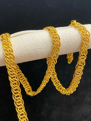 Collier Chaîne Renard En Or 22K 916 Embouti - Fait Main à Dubai, Unisexe - Longueur 18 Pouces, 5g