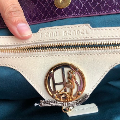 RARE Vintage Henri Bendel Purple & Gold Snakeskin Bag - Picture 9 of 14