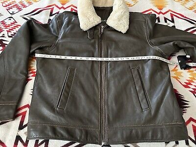 Eddie Bauer Cow Leather Bomber Jacket Lamb Shearling Gently Eddie Bauer Cow Leather Bomber Jacket Lamb Shearling Gently